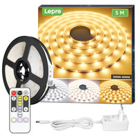 1 x RAW Customer Returns Lepro LED Strip 5M Set Dimmable, Warm White to Cold White LED Strip 12V Self-Adhesive, Flexible DIY LED Tape, IP20 LED Strip, 300 LEDs SMD 2835, LED Light Strip for Indoor Kitchen Room Decoration - RRP €20.84