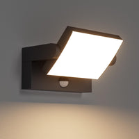 1 x RAW Customer Returns Klighten 24W outdoor wall lamp with motion detector, IP65 wall light outdoor indoor wall lamp with swivel LED panel, outdoor wall light for terrace entrance hallway, 1500 lumens, black, warm white 3000K - RRP €68.26