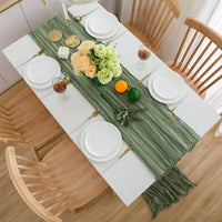 1 x RAW Customer Returns CHUQING Table Runner Sage Green 70 cm x 4 m Chiffon Green Wedding Decorative Table Runner for Birthdays, Indoor and Outdoor - RRP €24.58