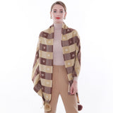 1 x Brand New SWAT PANY Scarves and shawls for women Khaki and Brown Pashmina shawl Warm Stole Winter Long Large Love The Style with hairball  - RRP €23.99