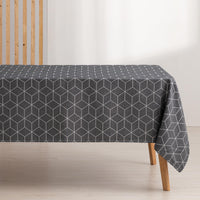 1 x RAW Customer Returns GAMUSI Geometric Line Anthracite Stain-Resistant Tablecloth 140x100 cm - RRP €15.99