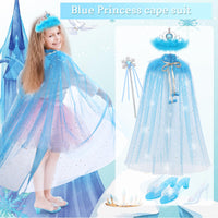 10 x Brand New FUNCREVITY Princess Costume Girls Disguise Girls Blue and Pink Princess Cape for 3 4 5 6 year old girls with two princess crowns girls magic wand girls Elsa Princess Dress up - RRP €342.7