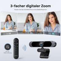 1 x RAW Customer Returns DEPSTECH 4K Zoomable Streaming Webcam with Microphone for PC, Remote Control, 1 3 Sony Sensor, Dual Noise-Canceling Mic, 3X Zoom, Autofocus 8MP HD, for Laptop Mac, Video Call, Zoom, Skype - RRP €89.99