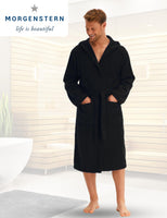 1 x RAW Customer Returns Morgenstern bathrobe men s terry cotton with hood long black size XXL - RRP €40.28