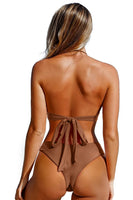 1 x RAW Customer Returns RXRXCOCO Sexy Brazilian Bikini Women Set Triangle String Top Bikini Set Thong Swimwear Chestnut Size M - RRP €34.99