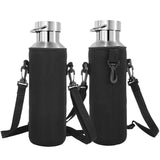 5 x Brand New 1L Neoprene Water Bottle Sleeve, Bottle Holder Bag with Detachable Shoulder Strap for Outdoor Hiking Travel, Fitness, Work, School Outdoor Sports Water Bottle Thermal Holder Bag Black Blue  - RRP €180.0