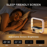 1 x RAW Customer Returns YAMYONE Bedside Lamp with Wireless Charger USB Charging, 5 Color Temperatures Stepless Dimming Touch Control LED Table Lamp, 3 Brightness Wooden Clock Display Night Light for Bedroom - RRP €35.78