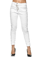 1 x RAW Customer Returns Elara Damen Jeans High Waist Kn pfe Chunkyrayan EL07-9 Weiss-42 XL  - RRP €24.1