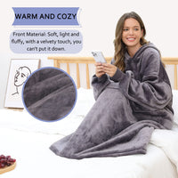 1 x RAW Customer Returns FUSSEDA Oversized Wearable Blanket Sweatshirt, Super Thick Warm Sherpa Fleece Blanket Hoodie with Pockets and Sleeves for Adults and Kids - RRP €45.99