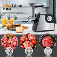 1 x RAW Customer Returns Electric meat grinder, 2500W electric meat grinder with sausage filler, kibbe attachments, cookie attachment, minced meat machine with stainless steel grinding blade, 3 perforated discs, 2 speeds - RRP €105.99