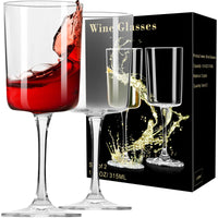 12 x Brand New PARACITY wine glasses, square wine glasses set, crystal clear wine glass, 310ML red and white wine glasses, Christmas gifts, wine glasses set of 2 for women, men, wedding and birthday - RRP €246.24