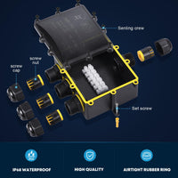 1 x RAW Customer Returns Kohree junction box IP68 distribution box waterproof cable connector, terminal box for outdoor use larger 4-way junction box for 4mm-14mm cable diameter M25 cable gland, PC PA66 - RRP €19.99