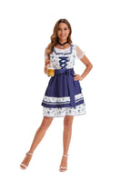 1 x RAW Customer Returns Zeagoo Dirndl Dresses Women s Traditional Costume Retro Traditional Skirt Dress for Oktoberfest Festive Occasions Floral Blue L - RRP €61.73