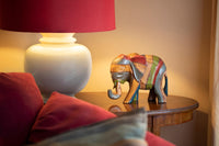 1 x RAW Customer Returns Hand carved and painted wooden elephant in a rustic style - RRP €28.95