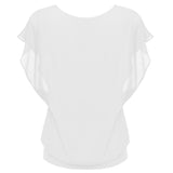 1 x RAW Customer Returns Zeagoo Chiffon Top Women s Short Sleeve Bat Shirt Summer Festive Blouses Loose Casual Fashion White S - RRP €29.23