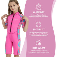 1 x RAW Customer Returns IFLOVE kids wetsuit girls boys 3 mm diving suit shorty surf suit wetsuits neoprene for diving surfing snorkeling pink 14 - RRP €35.83