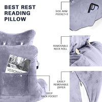 1 x RAW Customer Returns SLIGUY Reading Pillow, with Removable Neck Pillow and Higher Support Arm for Sitting in Bed, Sofa or Floor, Back Pillow for Adults for Reading, Gray - RRP €66.54