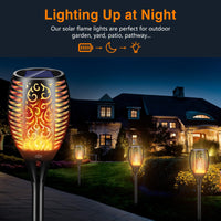 1 x RAW Customer Returns Vongal Solar Flame Light Set of 4, Solar Lamps for Outdoor Use, 33LED Solar Garden Torches for Garden, Solar Lights with Flame Effect, IP65 Waterproof Solar Torches for Gardens, Lawn, Path - RRP €32.99