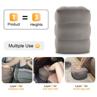 3 x RAW Customer Returns Maliton Footrest, Inflatable Footrest for Airplane, Travel Pillow for Kids, Adjustable Height, Leg Rest for Car, Train, Office, Foldable and Portable Travel Grey, 1 Piece  - RRP €59.97