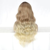 1 x RAW Customer Returns PORSMEER Women s Ombre Blonde Wig with Platinum Blonde Highlight Wig Synthetic Hair Natural Wig Long without Bangs Wavy Brown Blonde Wig for Women 26 Inches - RRP €24.19