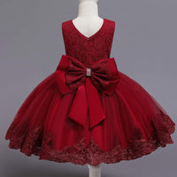 1 x RAW Customer Returns TTYAOVO Baby Girls Lace Dress Bowknot Flower Wedding Dresses Size 90 12-24 Months 648 Red - RRP €28.99