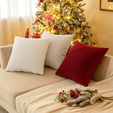 1 x RAW Customer Returns MIULEE set of 2 cushion covers diagonal striped corduroy cushion cover Christmas Christmas pillow cover sofa cushion couch cushion decoration decorative cushion cover cuddly cushion for sofa 45 x 45 cm beige - RRP €13.99