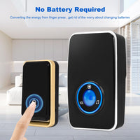 1 x RAW Customer Returns  No Battery Required Wireless Doorbell Waterproof, AURTEC Doorbell Kit with 1 Receiver and 2 Press Self-Powered, 51 Chimes, 4 Volume Levels, Black - RRP €32.26