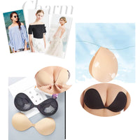 3 x Brand New LIBAIJIAAZQH Invisible Bra, Push Up Invisible Bra, 2 Packs Adhesive Bra and 1 Pairs Adhesive Nipple Covers Push Up Washable and Reusable Strapless Bra for All Types of Clothing - RRP €64.8