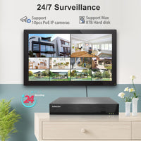 1 x RAW Customer Returns Evtevision 10CH 4K PoE NVR recorder video surveillance for IP camera, supports 8MP 5MP 4MP 1080P HD IP cameras, alarm push, remote view surveillance system no hard drive  - RRP €125.99