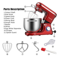 1 x RAW Customer Returns Howarth Food Processor Kneading Machine, 1500W Powerful 8L Tilt-Head Noise Kneading Machine, 6-Level Speed Dough Machine with Beater, Dough Hook, Splash Guard, Beater - RRP €147.53