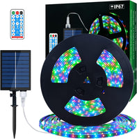 1 x RAW Customer Returns Solar LED Strip Outdoor, 10m SMD 5050 LED Lights Solar Powered RGB Color Changing LED Strip, IP67 Waterproof Decorative Fairy Lights for Yard Trees Garden - RRP €41.34