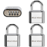 1 x RAW Customer Returns Belle Vous Pack of 4 Silver 4 Digit Combination Lock - 5.2 x 7.3 cm - Padlock Weatherproof Durable - Padlock Combination Lock for Indoor Outdoor Use, Lockers, Fences Gates - RRP €21.43