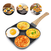 1 x RAW Customer Returns LOMUG fried egg pan, pancake pan with 4 hole pan, fried egg pan, egg pan multifunctional non-stick aluminum frying pan egg pan omelette pan eye pan for induction cooker and gas stove - RRP €19.2