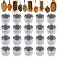 1 x RAW Customer Returns Tebery 20 piece spice jars, round magnetic spice set, transparent top, swift pouring, magnetically stick to the refrigerator - RRP €30.24