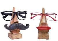 1 x RAW Customer Returns Ajuny Handmade Decorative Wooden Eyeglass Holder with Lips and Mustache Design Wooden Eyeglass Stand, Specs for Office Desk Home Decoration Lips Mustache Combination  - RRP €15.99