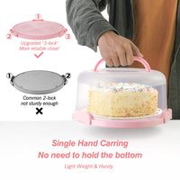 1 x RAW Customer Returns Spesh Round Cake Carrier with Carrying Handle 10 Inch Cake Container Reusable Cake Butler with Cutting Grooves PP Plastic Cake Container Diameter 30 x 15 cm Pink  - RRP €30.24