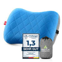 1 x RAW Customer Returns HIKENTURE Inflatable Camping Travel Pillow with Removable Pillowcase, Ergonomic Pillow, Comfortable Neck Pillow for Outdoor, Inflatable Travel Neck Pillow, Blue, One Size - RRP €23.18