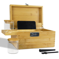 1 x RAW Customer Returns Viking Factory Large Bamboo Box Tray Set with Combination Lock, Premium Removable Tray, and All Accessories 27 x 18 x 15 cm  - RRP €58.97