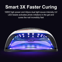 1 x RAW Customer Returns NAXBEY Professional UV LED Nail Lamp, 168W LED Gel Nail Lamps with 7.5 Large LCD Touch Screen 4 Timer Settings Auto Sensor, Nail Dryer for Home Use - RRP €29.5