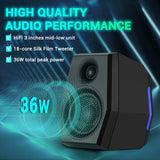 1 x RAW Customer Returns Sanyun SW209 36W 2.0 Computer Gaming PC Multimedia Speaker, Multiple EQ Sound Mode, Bluetooth 5.0 USB 3.5mm Aux Inputs, RGB Lights, for Laptop Desktop Monitor Pair, Black  - RRP €80.63