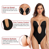 1 x RAW Customer Returns TAGVO Women s Backless Body Deep Back Shaper Bra, Party Dress with Transparent Straps, Backless Body Shaper Bra, Invisible Bras for Women s Tummy Control Black XL - RRP €28.99