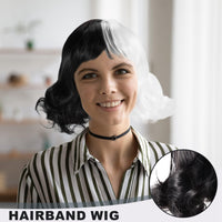 1 x Brand New Tagtight Short Black White Wig, Half Black Half White Women Cosplay Synthetic Wigs with for Cosplay Costume, Halloween, Masquerade - RRP €18.0