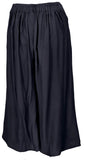 1 x RAW Customer Returns Guru-Shop, Palazzo Pants, 3 4 Split Skirt, Boho Flare, Summer Pants, Black, Synthetic, Clothing Size L XL 40 , Long Pants - RRP €20.06