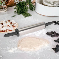 4 x Brand New MIK funshopping dough roller, rolling pin made of stainless steel with colored plastic handles, for fondant, pizza dough, cake dough, pasta dough, shortcrust pastry. Light gray  - RRP €92.56