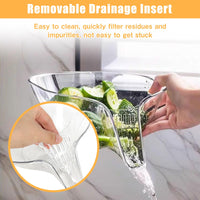 2 x Brand New GOSHIES Draining Basket Funnel Pack of 3 Multifunctional Draining Basket Strainer Basket with Funnel, Draining Basket with Cleaning Gloves and Transparent Cleaning Cloth - RRP €40.8