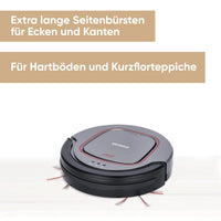 1 x RAW Customer Returns SEVERIN Chill RB 7025 Automatic robot vacuum cleaner with 90 minute autonomy, Robot vacuum cleaner for floors with step sensor, Robot vacuum cleaner for carpets, grey black red - RRP €107.07