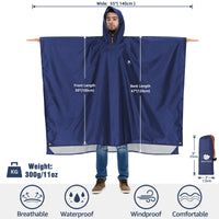 1 x RAW Customer Returns Anyoo Lightweight Waterproof Rain Poncho Reusable Breathable Rain Cover, Unisex Ripstop Raincoat with Hood Foldable for Outdoor Camping Hiking Fishing, Navy, One Size - RRP €22.18