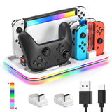 1 x RAW Customer Returns LED Controller Charging Station for Switch for Switch OLED, FASTSNAIL Charging Station Compatible with Nintendo Switch for Joy Cons, Charger Compatible with Pro Controller, Stand Accessories for Switch - RRP €29.23