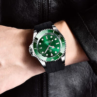 1 x RAW Customer Returns PAGRNE DESIGN Men s Watch, NH35 Automatic Mechanical Watch, 300M Waterproof Professional Diving Watch, Sapphire Glass, Analog Watch, Comfortable Men s Strap, Ceramic Watch Ring Silver Green  - RRP €139.99