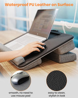 1 x RAW Customer Returns Laptop cushion with handle and cushion, Klearlook portable laptop table lapdesk with wrist rest and groove and pocket, laptop pad, height adjustable, suitable for bed couch, tablet and phone holder, large - RRP €50.41